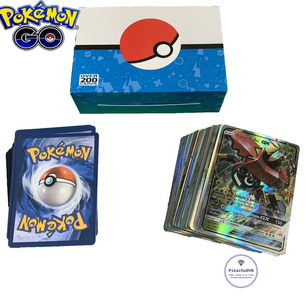 Bộ Thẻ Bài Pokemon 200 Thẻ (200Gx) Chơi Đối Kháng New Đẹp