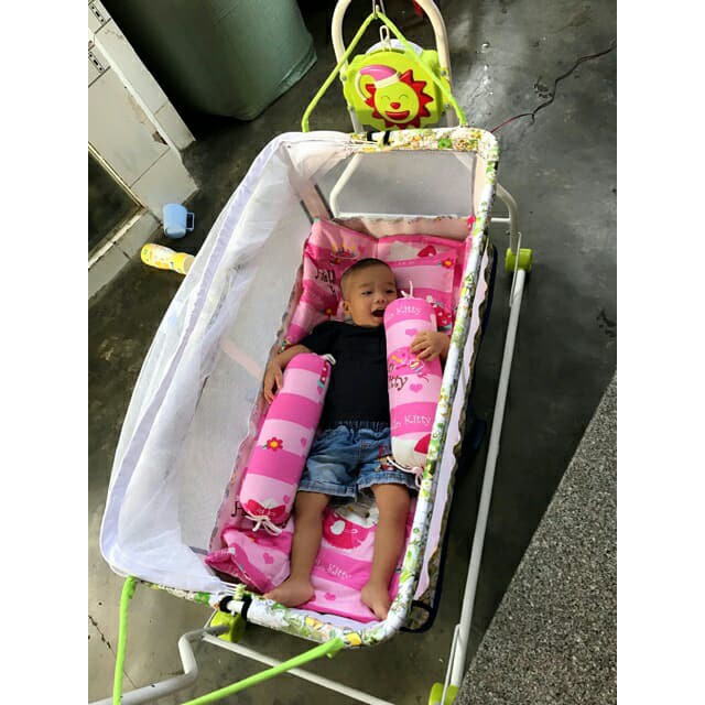 Nôi điện 2 trong 1 Tặng võng, màn chống muỗi, tấm lót lưng