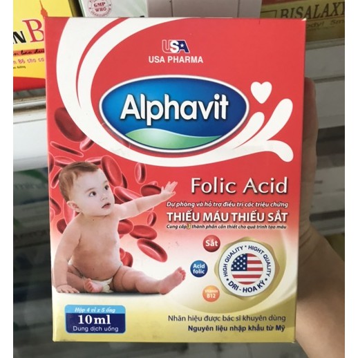 Alphavit Folic Acid Bổ Sung Sắt Cho Bé Yêu (hộp 20 ống )