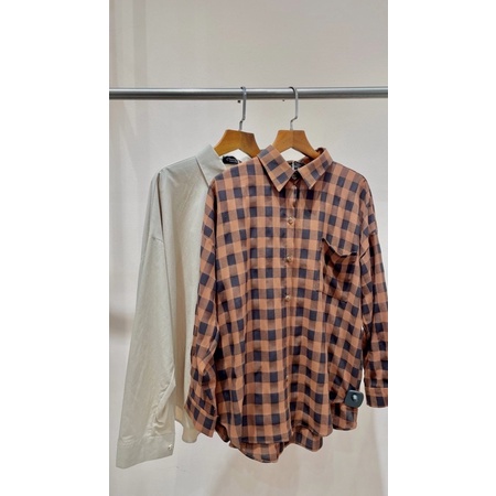 Ceci Cela - Áo Sơ mi Caro Đơn Giản Dáng Rộng Checked