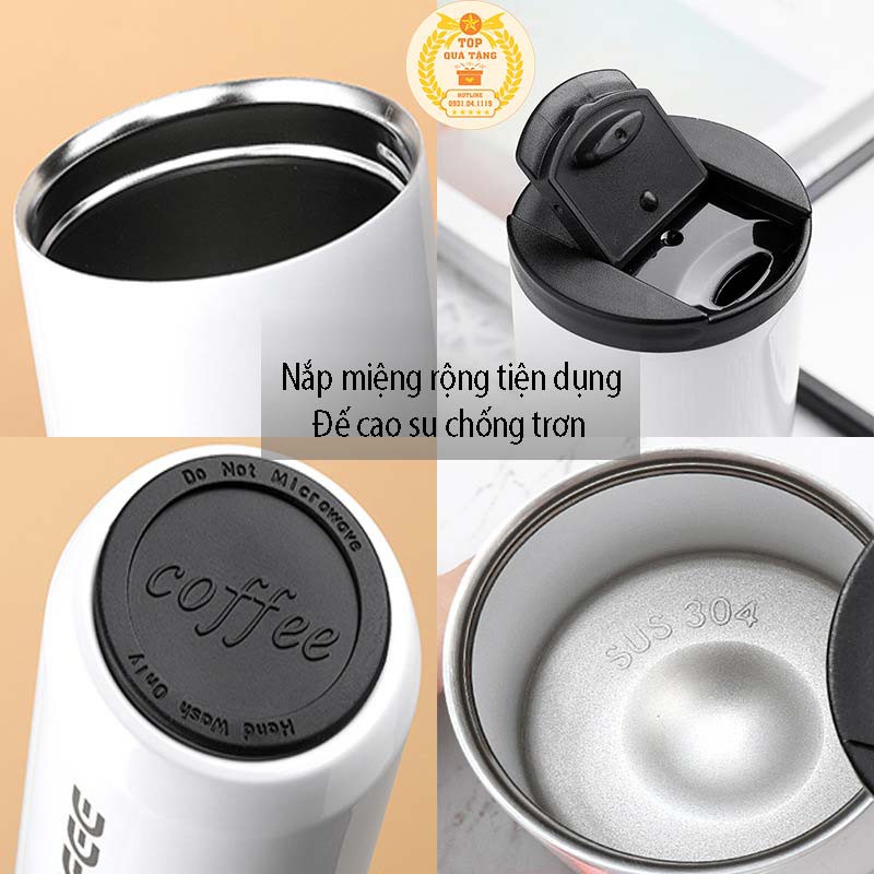 Cốc giữ nhiệt Coffee FREE KHẮC TÊN | Ly cafe giữ nhiệt 400ml 3 lớp inox 304 làm Quà tặng sinh nhật cho bạn gái bạn trai | BigBuy360 - bigbuy360.vn