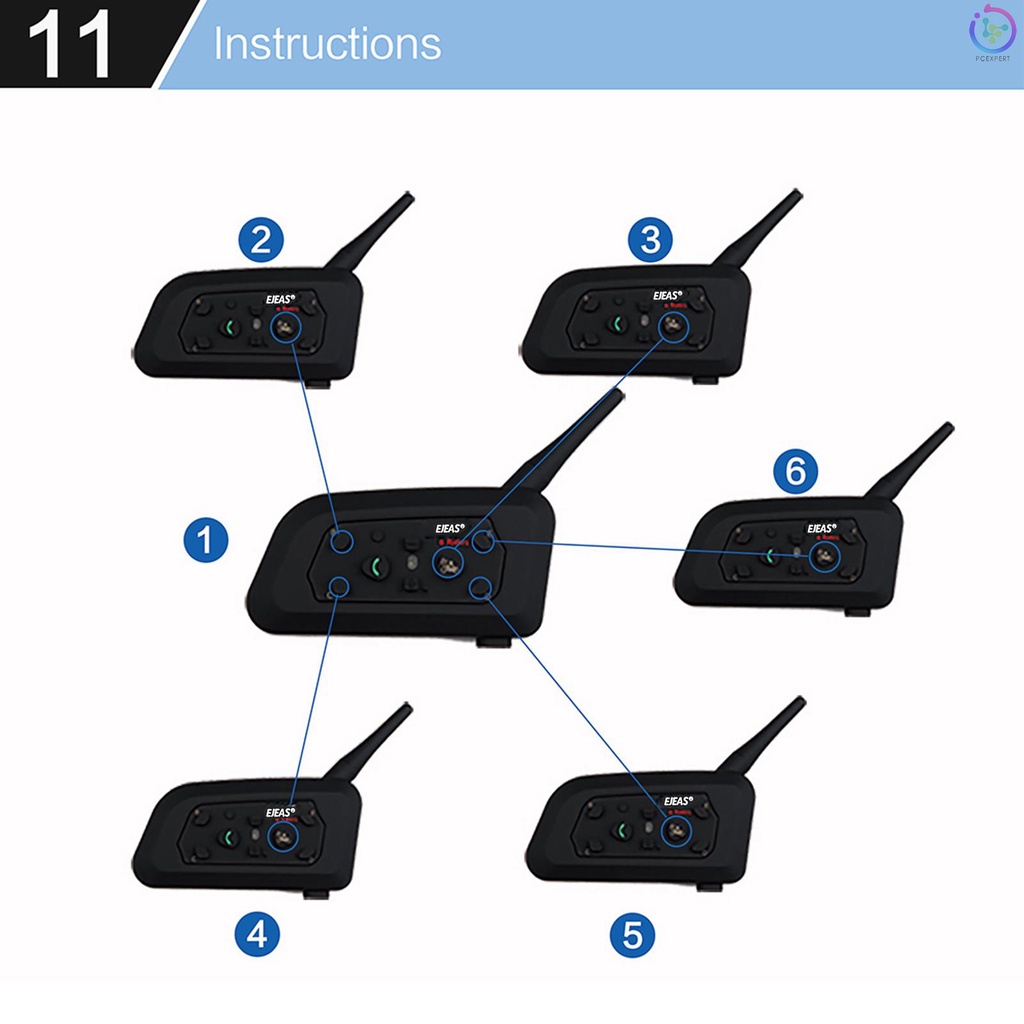 Bộ đàm liên lạc EJEAS V6 Pro 1200M gắn mũ bảo hiểm xe máy tiện dụng