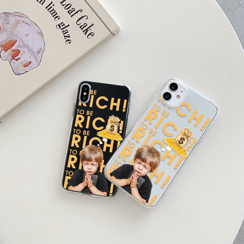 Ốp điện thoại mềm trong suốt chống rơi hình Become rich boy thích hợp cho iPhone 13promax 11 12 pro 8plus xmax XR