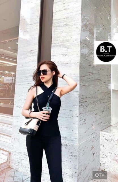 Áo kiểu thun cổ yếm [Hình thật trải sàn]