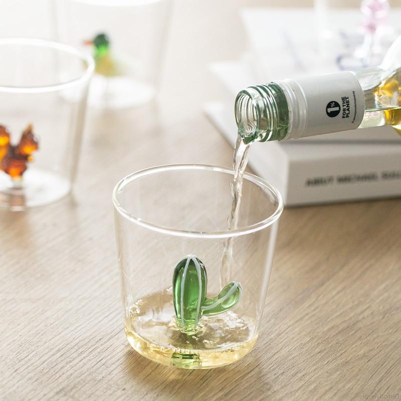 Cốc thủy tinh borosilicate in hình động vật 3D dùng khi uống nước ép/ cà phê/ bia/ sữa dùng trong văn phòng và nhà hàng