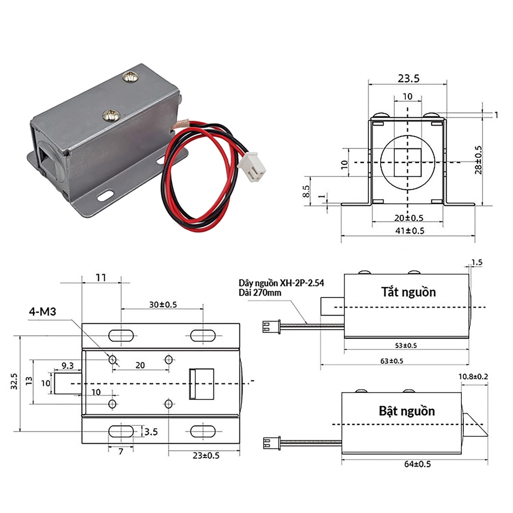 Khóa chốt điện từ 2 đầu LY-03