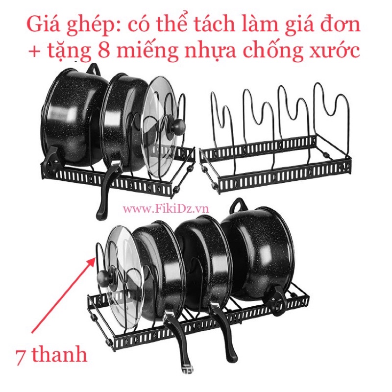 Giá úp nồi chảo úp khay vỉ điều chỉnh được độ dài rãnh