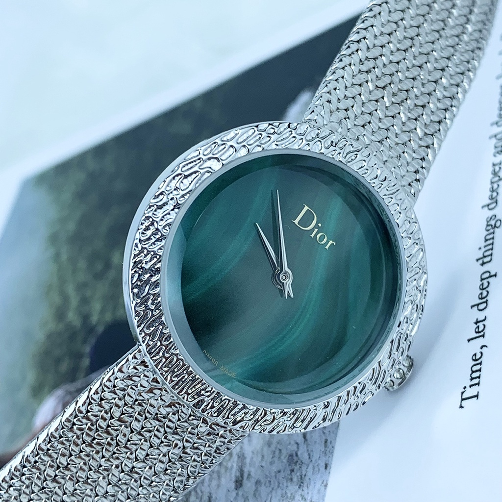 Đồng hồ nữ DIOR đồng hồ pin máy nhật mặt KHẢM XANH size 28mm CỔ ĐIỂN- THANH LỊCH