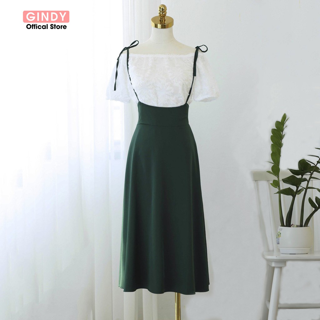 Set váy nữ GINDY thanh xuân ngọt ngào chân váy hai dây mix áo trễ siêu xinh V10120 | BigBuy360 - bigbuy360.vn