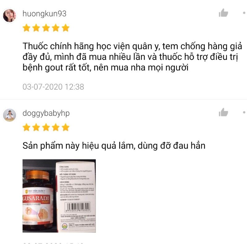 Viên Giảm Gout GUSARADI Học viện Quân Y