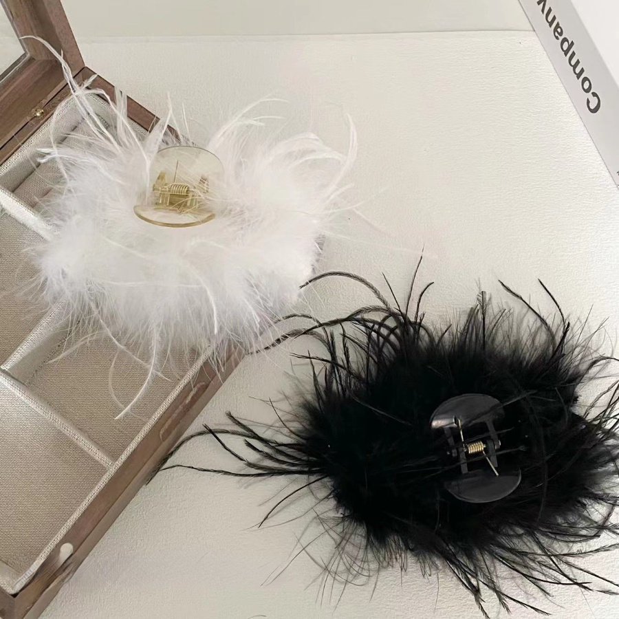 Kẹp Tóc Càng Cua Đính Lông Vũ Lớn Phong Cách Hàn Quốc Thanh Lịch Cho Nữ