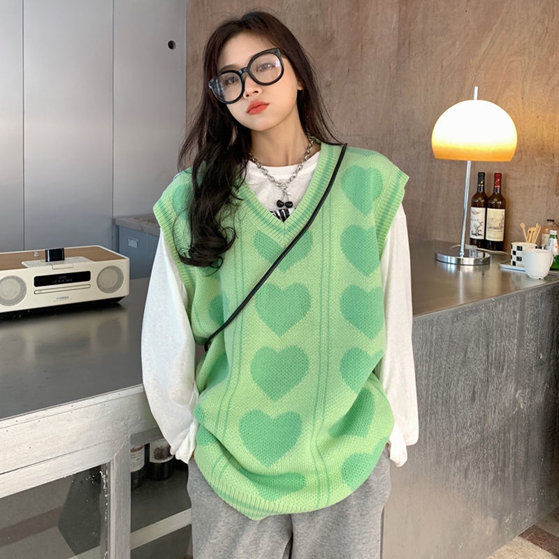 Áo sweater dệt kim Perty sát nách dáng rộng phong cách Hàn Quốc thời trang mùa thu cho nữ