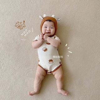 Áo liền quần hình chú bò sữa đáng yêu cho bé