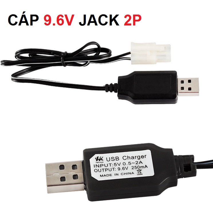 Cáp sạc 9.6V cổng nối KET 2P dùng sạc pin xe mô hình điều khiển từ xa đồ chơi trẻ em