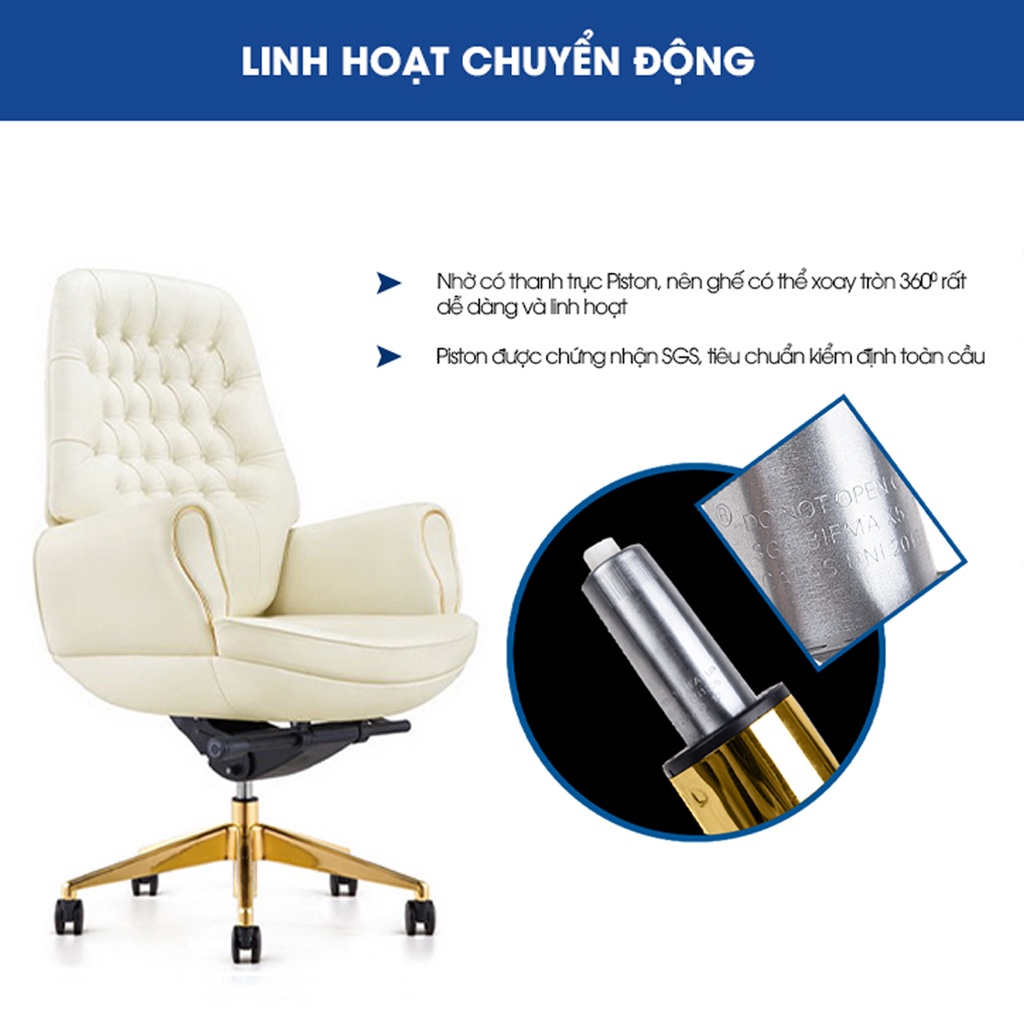 Ghế lãnh đạo GOVI Passo NF01-TV Da bò Italy nhập khẩu