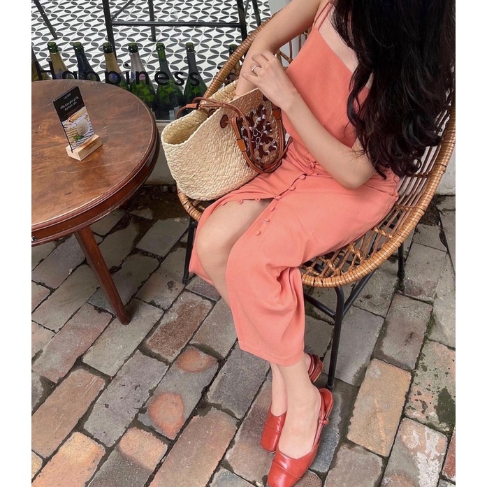 LILLIE | Set váy 2 dây nút bọc