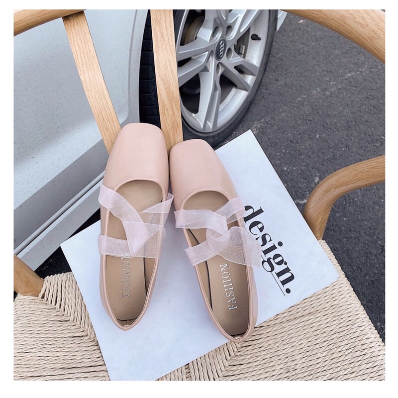 Giày búp bê giày bệt nữ mũi vuông kiểu dáng nhẹ nhàng