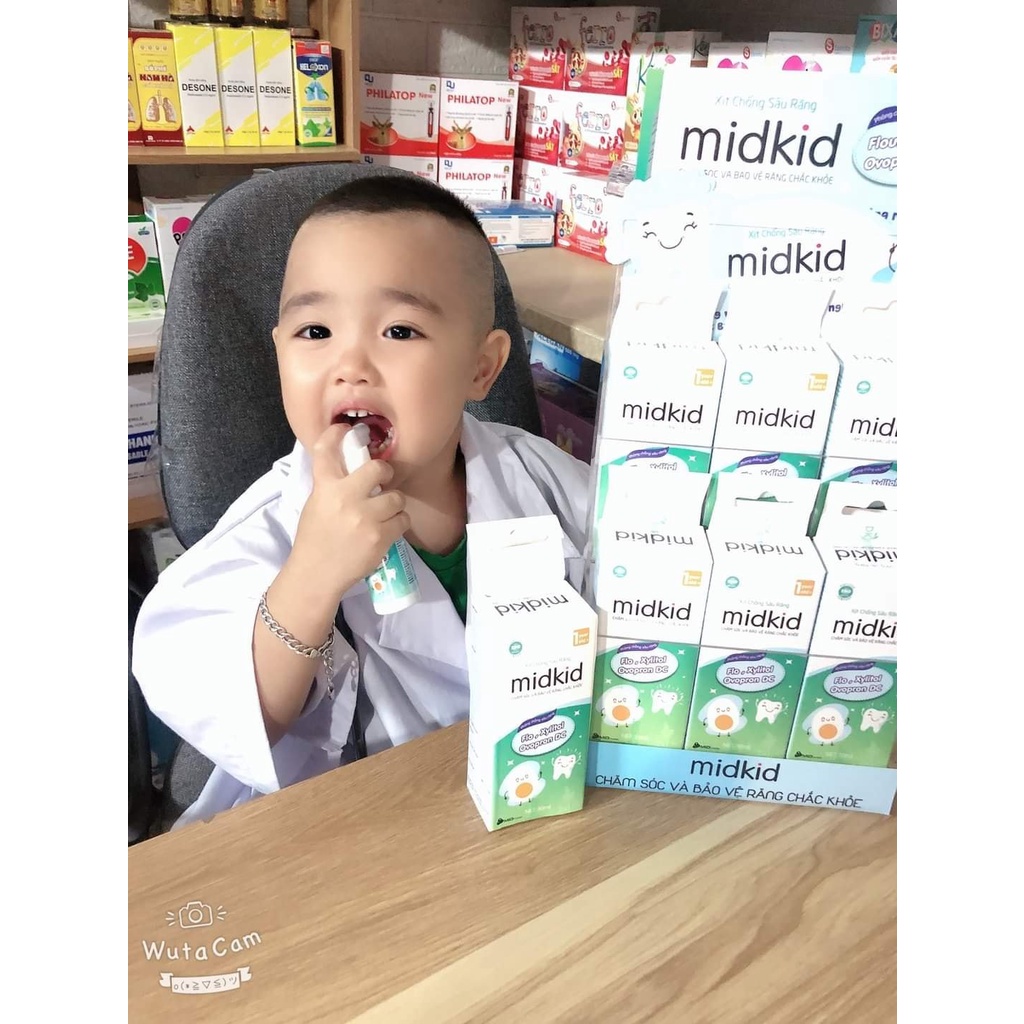 Combo 2 Hộp, Xịt Chống Sâu Răng Midkid. Bảo vệ Răng Cho Bé từ 1 Tuổi. NUỐT ĐƯỢC