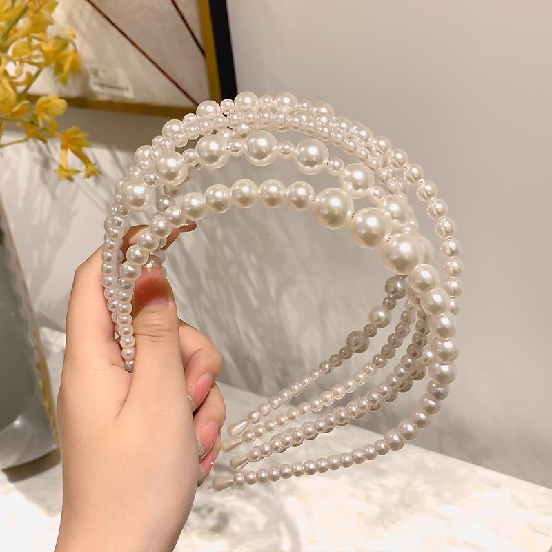 Băng đô cài tóc đính ngọc trai giả phong cách Hàn Quốc dễ thương chất lượng cao
