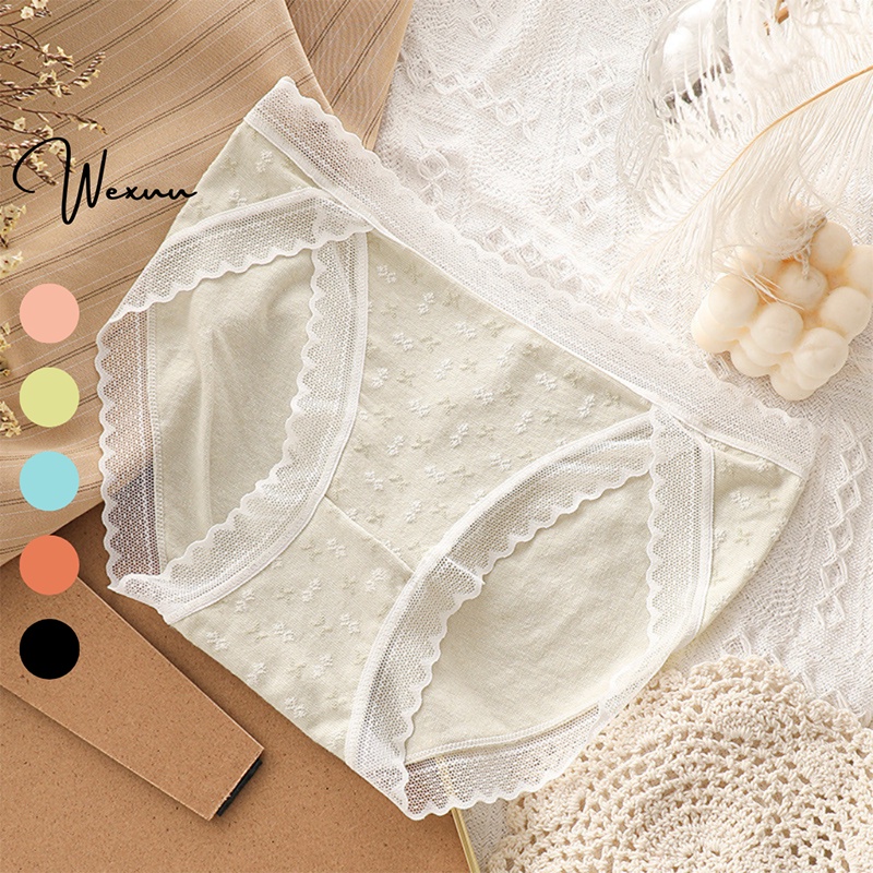 Quần lót nữ cotton phối ren sexy họa tiết hoa chìm tinh tế màu pastel ngọt ngào chất đẹp - Wexuu Design QC37