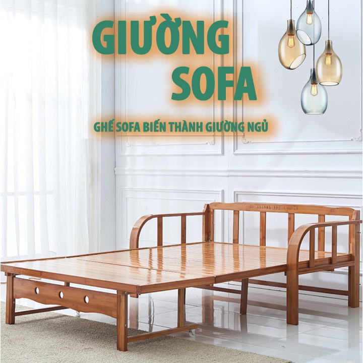 Giường sofa xếp gọn thành ghế đa năng thông minh chất liệu tre tự nhiên,kích thước 80*188cm dùng cho không gian hẹp
