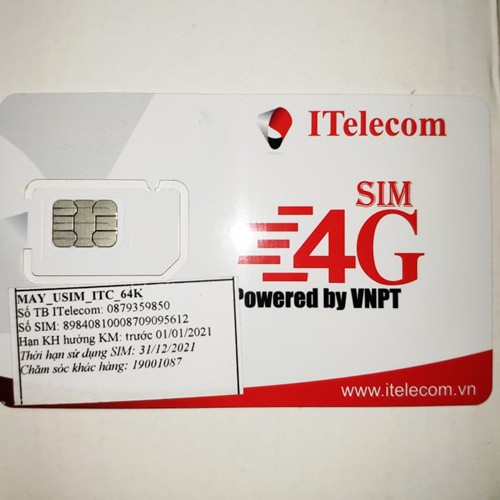 VC Sim Itelecom mạng sim 4G Vinaphone gói 3GB/ngày (90GB/tháng) + Miễn phí gọi nội mạng Vina 4g hai 5