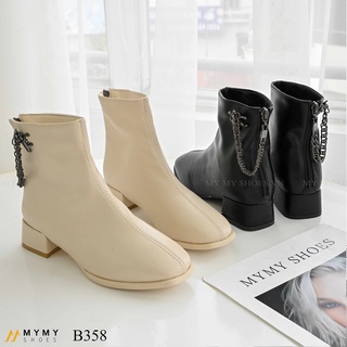 B358 Boot da lì mũi vuông khóa sau gắn xích 3p