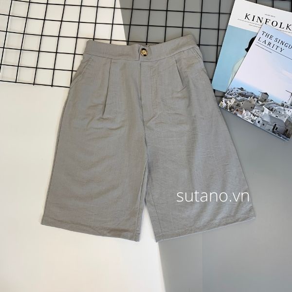 Quần Ngố đũi xuất Hàn ống rộng-quần sooc mặc nhà mát lạnh mùa hè Q386 SUTANO