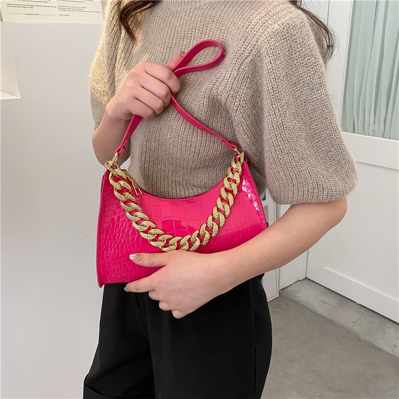 IELGY Chain Underarm Shoulder Bag Crocodile Print Ladies