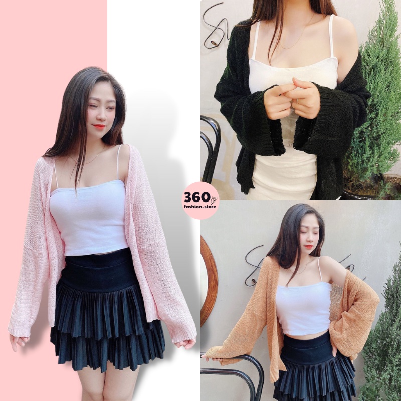 Áo cardigan vintage len mỏng freesize rộng trơn phong cách hàn quốc sp006