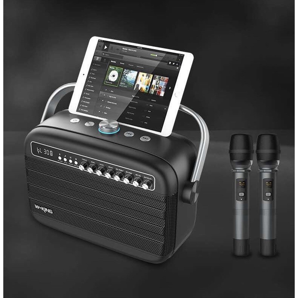 Loa karaoke WKing K9 xách tay, bluetooth, tặng kèm 2 micro không dây, công suất 100W
