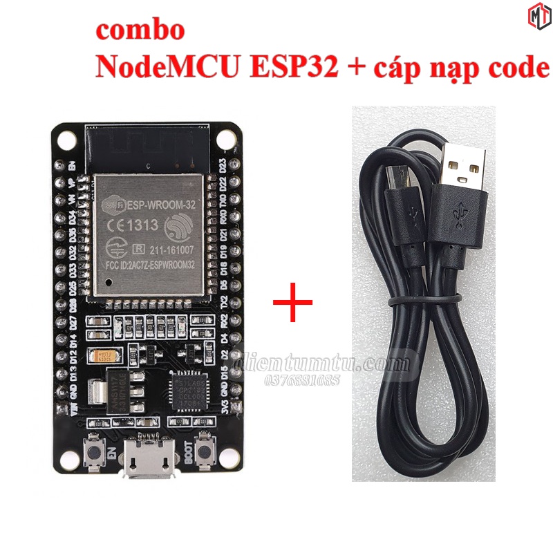 NodeMCU ESP32 Wifi BLE - CP2102- (kit thu phát IoT)