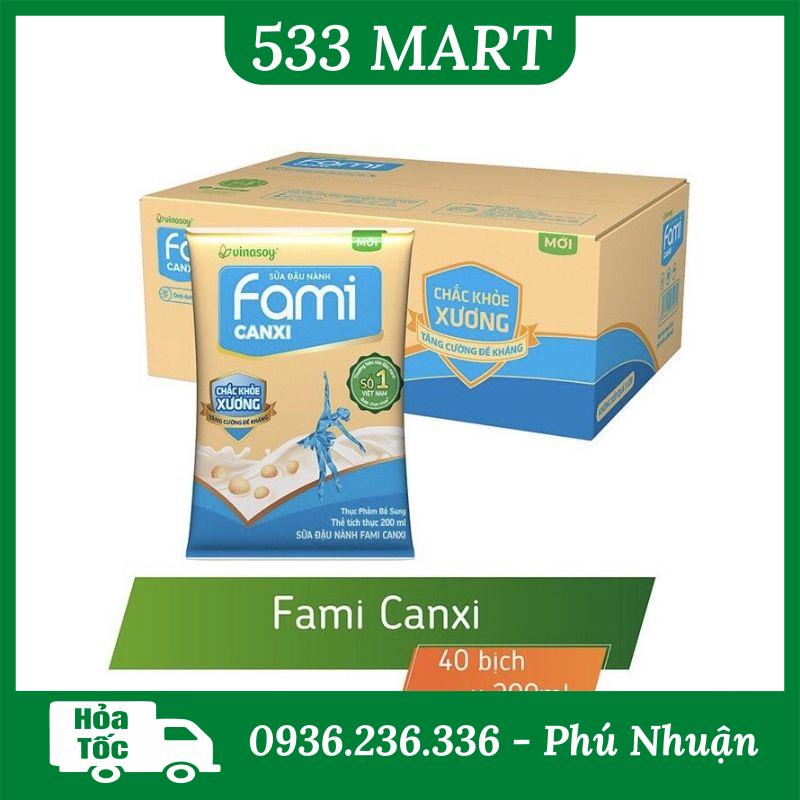[HỎA TỐC HCM] THÙNG 40 BỊCH SỮA ĐẬU NÀNH FAMI NGUYÊN CHẤT, FAMI CANXI X 200ML