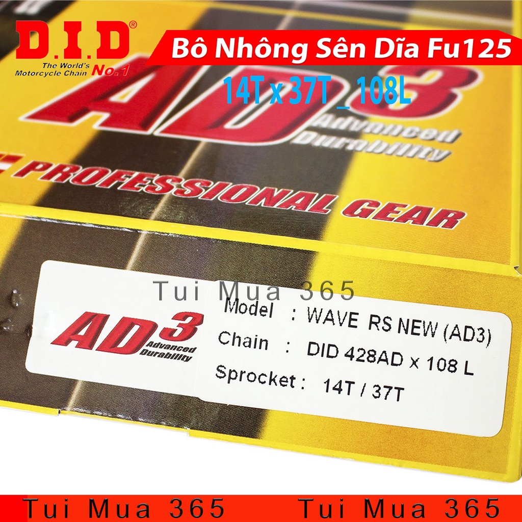 Bộ Nhông sên dĩa DID Honda Future X , Future 125 , Wave RS , S110, Blade, RSX