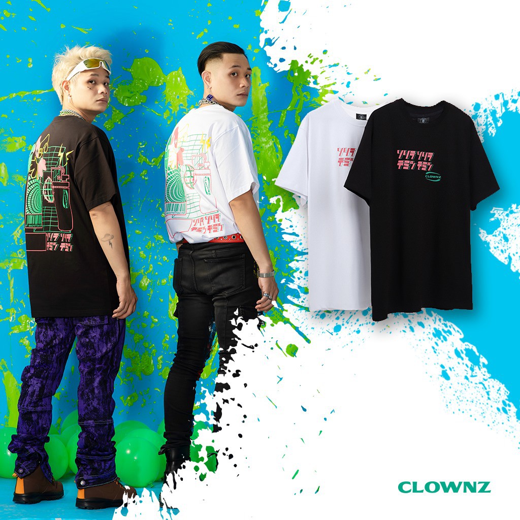 Áo thun tay lỡ local brand Clownz Digital World unisex form rộng, chất cotton