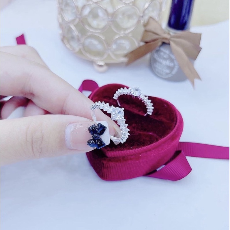 Nhẫn nữ Bạc ta đính đá dày dặn sáng bóng - Vàng Bạc Khải Khải