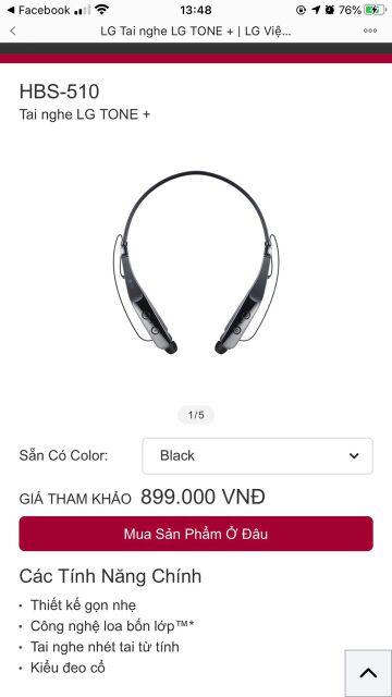 Tai nghe Bluetooth LG HBS 510 ( chính hãng của LG mới 100%)