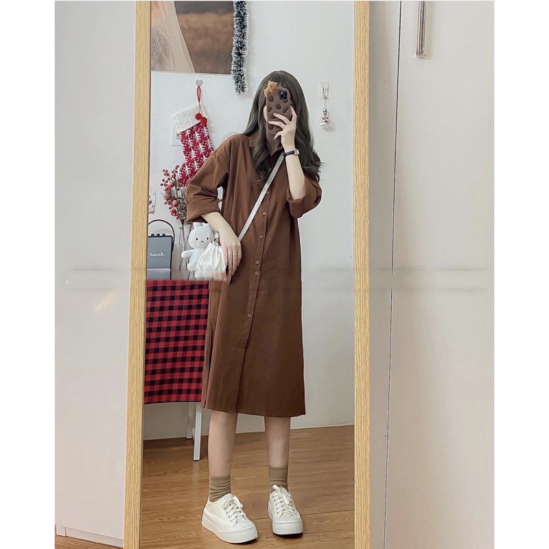 ✨Đầm sơ mi chất đũi lụa Hàn xịn xò sll đi cafe quá ư là mê 😻 | BigBuy360 - bigbuy360.vn