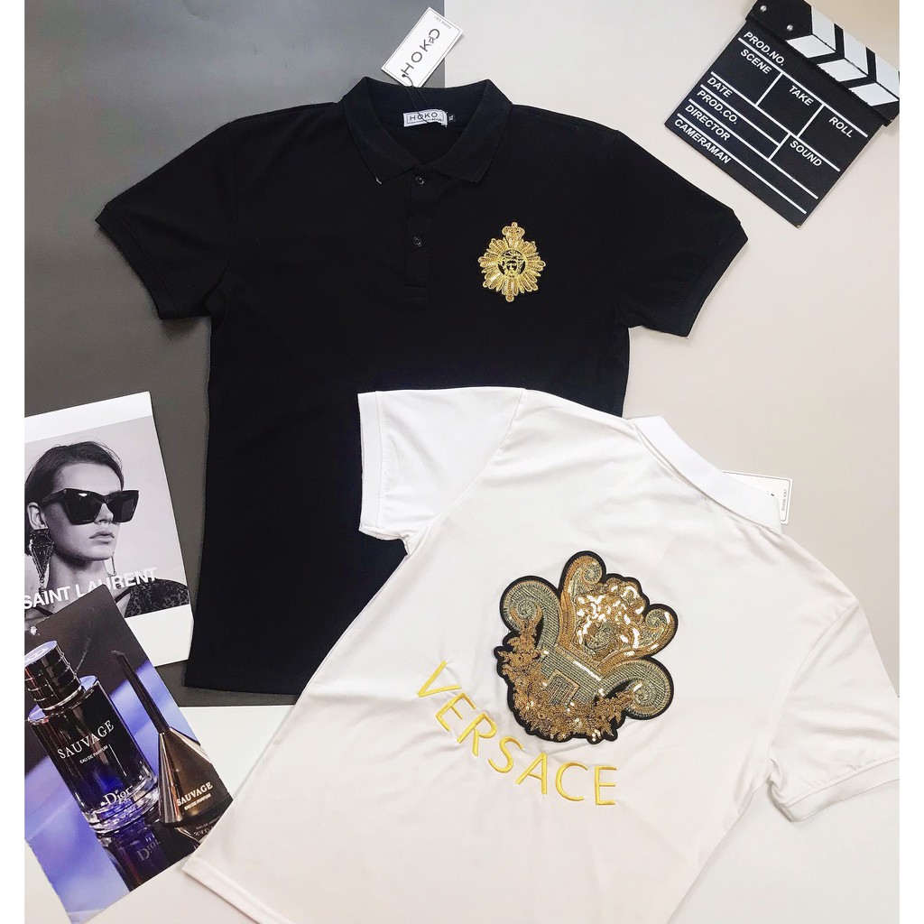 ÁO THUN TRỤ KIM SA THÊU CHỮ VERSACE