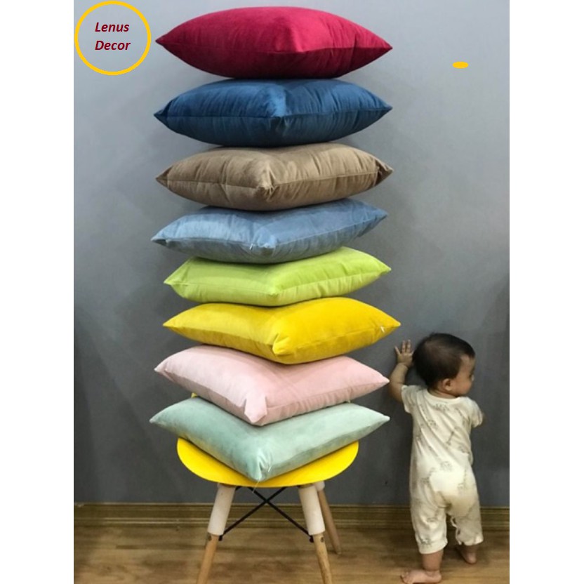 Gối tựa lưng sofa màu trơn vải nhung cao cấp nhiều màu có sẵn