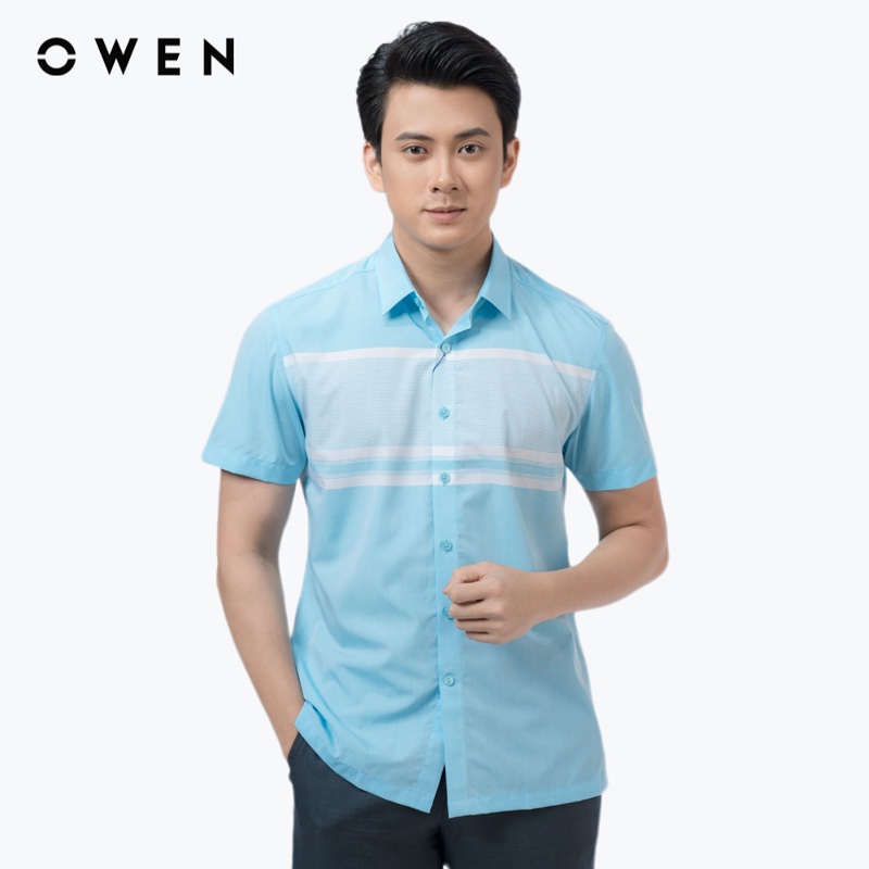 Áo sơ mi ngắn tay Nam Owen Lotus Body Fit Xanh - BA220087N