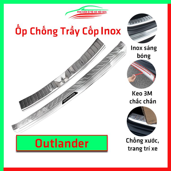 Ốp chống trầy cốp Mitsubishi Outlander inox sáng bóng