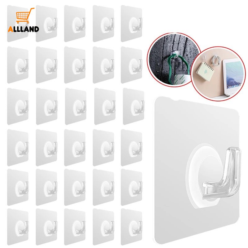 1 Móc Treo Đồ Dán Tường Trong Suốt Không Cần Đục Lỗ Chịu Tải Nặng Cho Nhà Bếp / Phòng Tắm