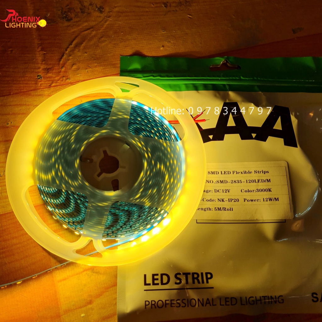 Led dây dán 5 mét 12V 2835 Trắng Vàng Trung Tính 600 LED siêu sáng