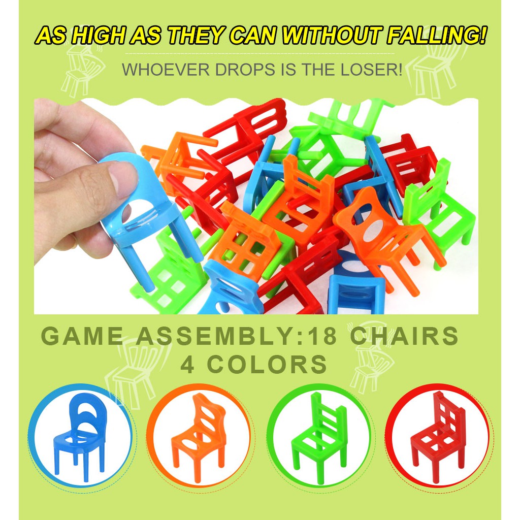 Set 18 chiếc ghế mini bằng nhựa cho bé chơi trò cân bằng độc đáo thú vị