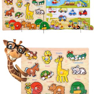 Combo 6 bộ Bảng Gỗ Ghép Hình Có Núm