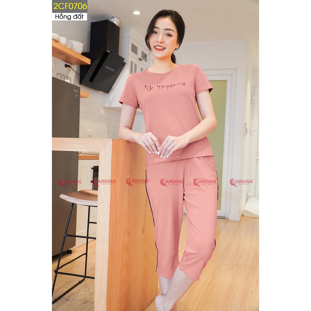 Đồ bộ mặc nhà CARDINA chất Cotton cao cấp áo cộc tay quần ngố kiểu dáng trẻ trung năng động.