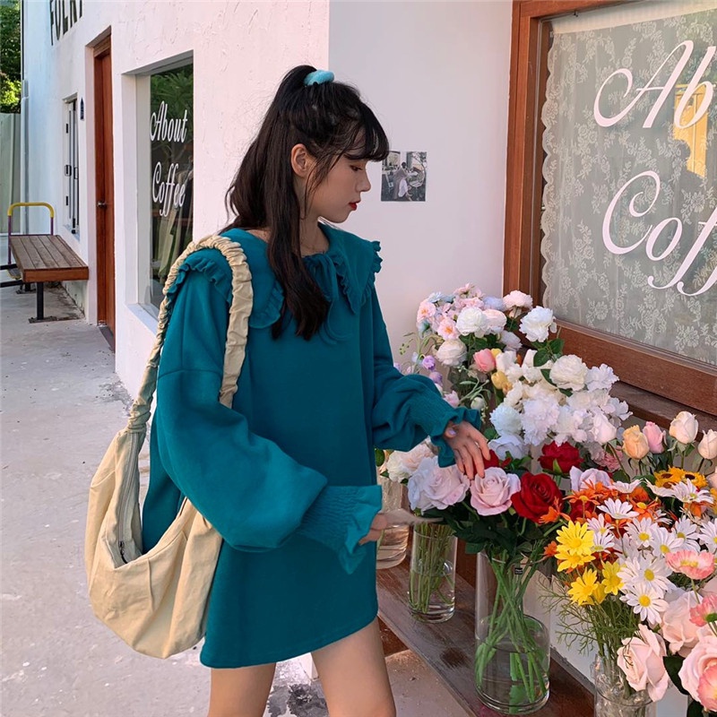 【ZHELIHANGFEI】Áo Thun Dài Tay Cổ Búp Bê Xinh Xắn Dành Cho Nữ