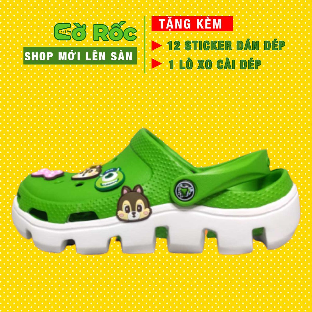 dép cross Nam xanh lá cây đế lượn sóng, sục cross nữ bít đầu DU01