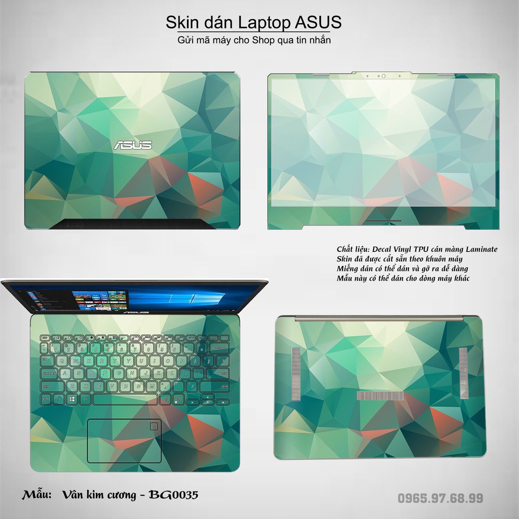 Skin dán Laptop Asus in hình Vân kim cương (inbox mã máy cho Shop)